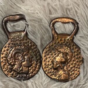 Vintage Brass Bottle Openers with Greek Motif